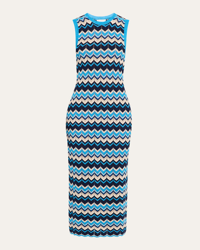Declan Metallic Chevron-Knit Midi Dress